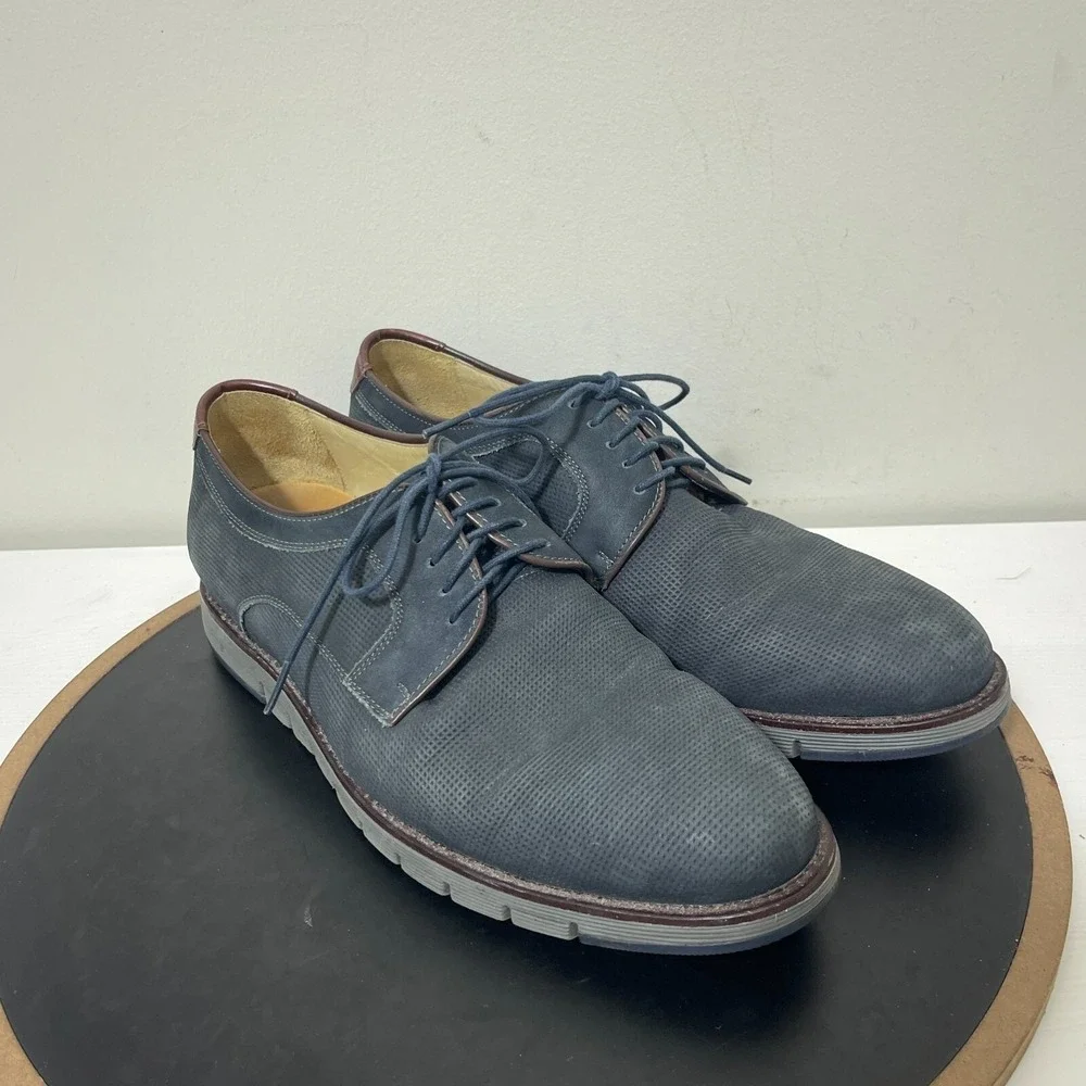 Johnston Murphy JM 1850 Men 10M Sheepskin Derby Navy Blue Business Casual Smart
